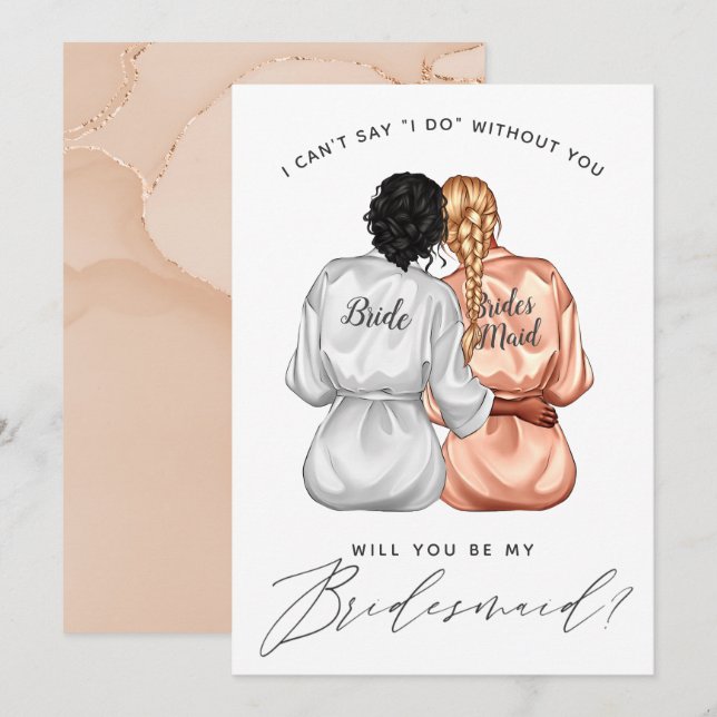 Will You Be My Bridesmaid? Girls In Silk Robes Inv Invitation (Front/Back)