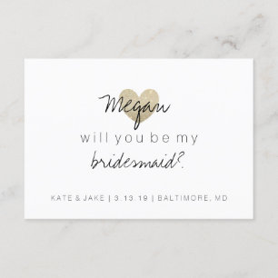 Will You Be My Bridesmaid - Glitter Heart's Fab 2 Invitation