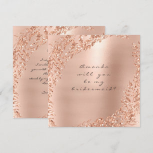 Will You Be My Bridesmaid Glitter Wreath Pink Rose Invitation