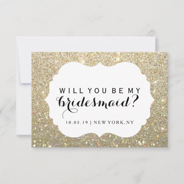 WIll You Be My Bridesmaid - Gold Fab Dressed Invitation (Front)