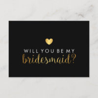 WIll You Be My Bridesmaid - Gold Heart Script Fab