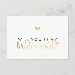 WIll You Be My Bridesmaid - Gold Heart Script Fab Invitation