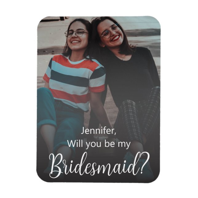 will you be my bridesmaid gold photo wedding magnet (Vertical)