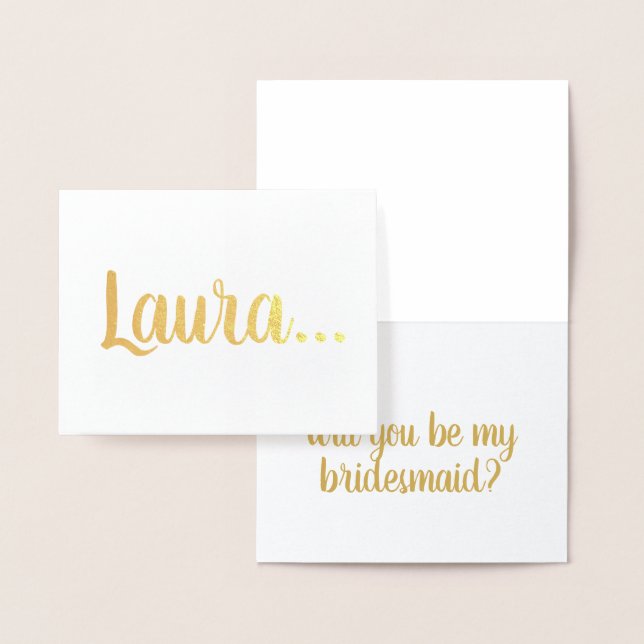 Will You Be My Bridesmaid GOLD SILVER Typography Foil Card (Display)