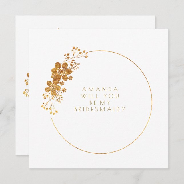 Will You Be My Bridesmaid Gold White Vip Invitation (Front/Back)