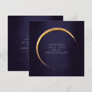 Will You Be My Bridesmaid Golden Circle Navy Invitation