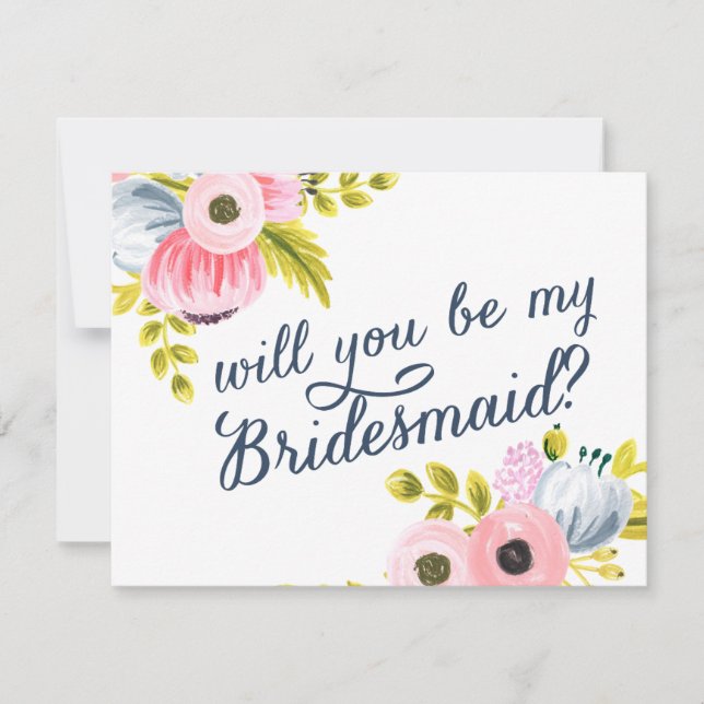WILL YOU BE MY BRIDESMAID? hand painted card (Front)