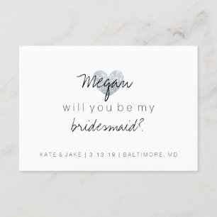 Will You Be My Bridesmaid - Heart's Fab Silver Invitation
