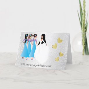 Will you be My Bridesmaid in Blue & Purple Invitation