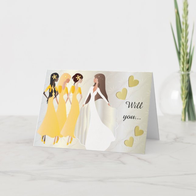 Will you be My Bridesmaid in Sunshine Yellow Invitation (Front)