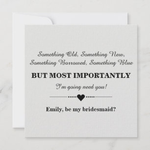 Will you be my bridesmaid? invitation