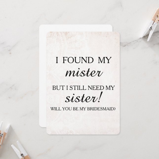 Will you be my bridesmaid? invitation (Front/Back In Situ)