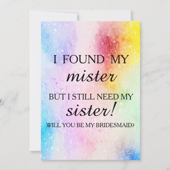 Will you be my bridesmaid? invitation (Front)
