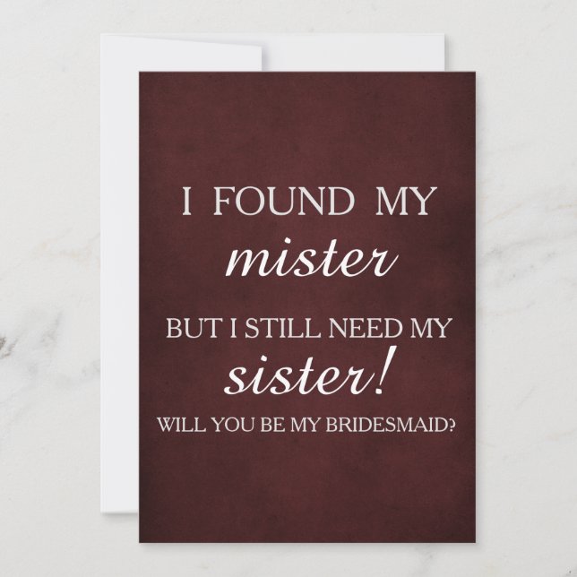 Will you be my bridesmaid? invitation (Front)