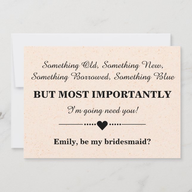 Will you be my bridesmaid? invitation (Front)