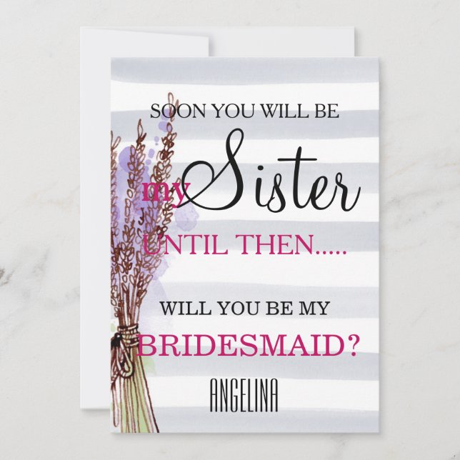 Will you be my bridesmaid? invitation (Front)