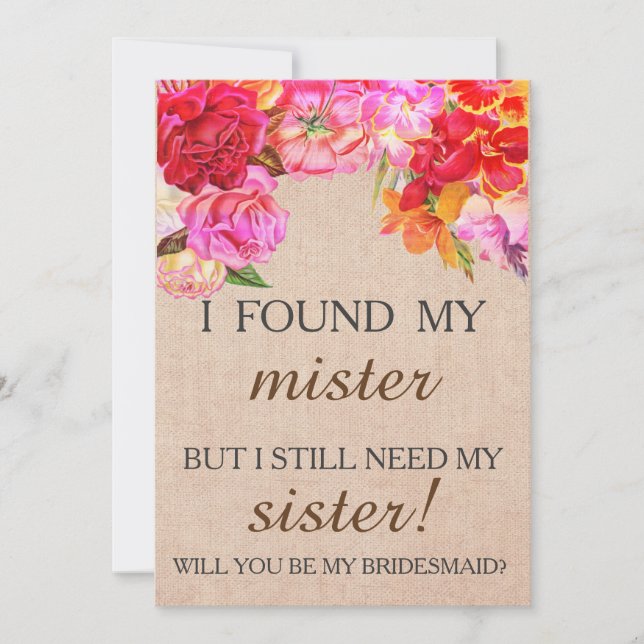 Will you be my bridesmaid? invitation (Front)