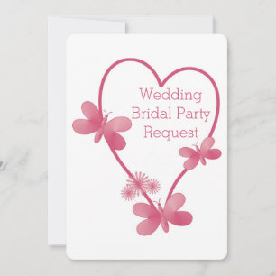 Will You Be My Bridesmaid Invitation Pink Heart