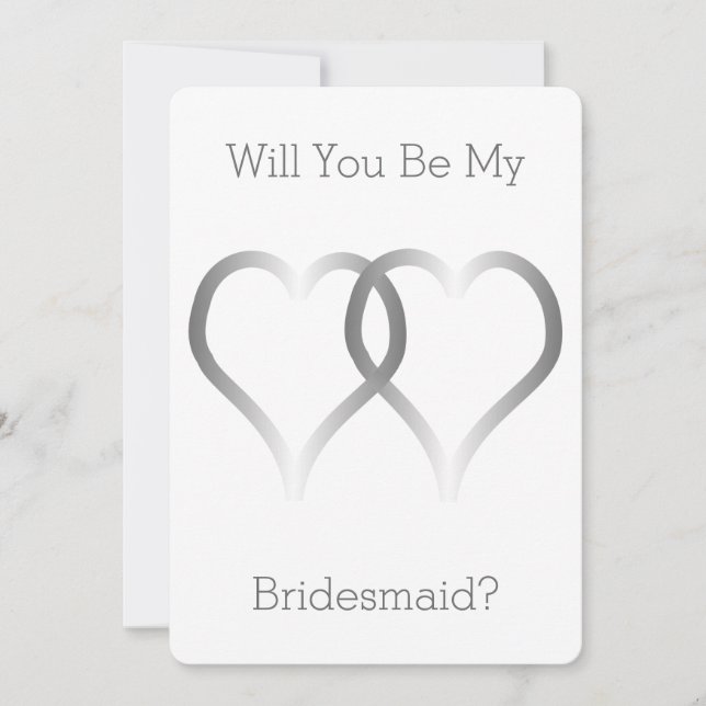 Will You Be My Bridesmaid Invitation Silver Hearts (Front)
