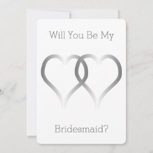 Will You Be My Bridesmaid Invitation Silver Hearts