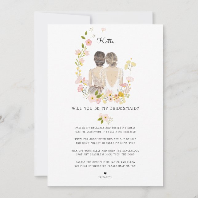 Will you be my Bridesmaid/Maid of Honour Proposal  Invitation (Front)