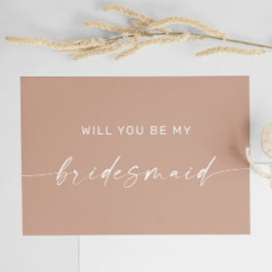 Will you be my bridesmaid. Minimalist pale pink Postcard