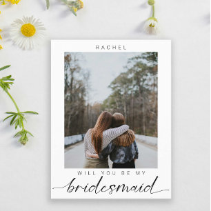 Will you be my Bridesmaid Minimalist Photo Modern Postcard