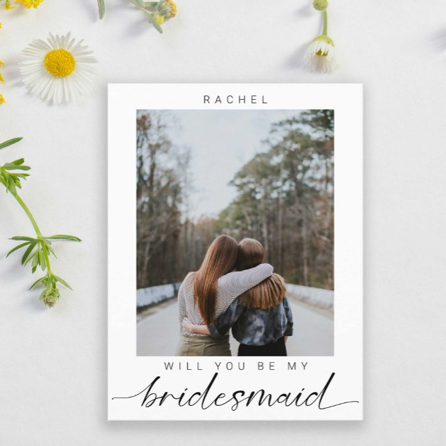 Will you be my Bridesmaid Minimalist Photo Modern Postcard (Creator Uploaded)