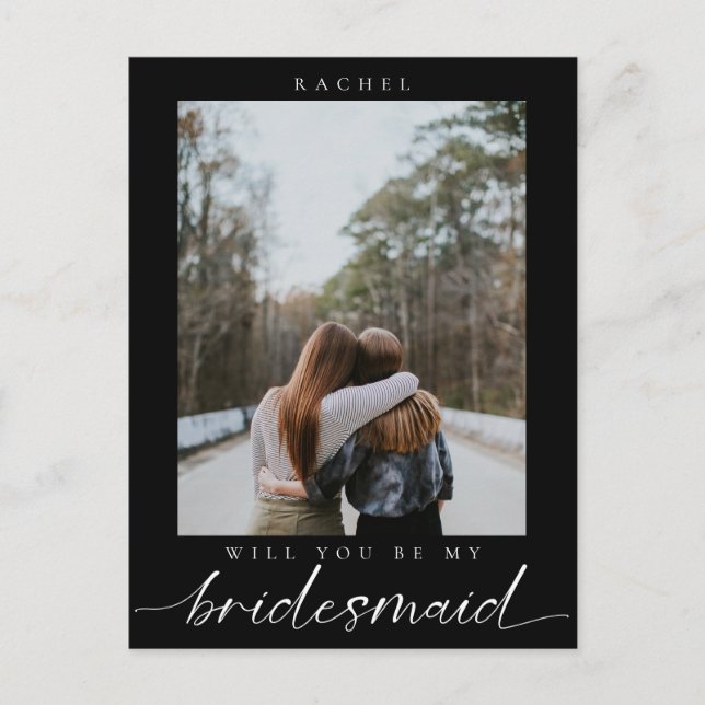 Will you be my Bridesmaid Minimalist Photo Modern Postcard (Front)