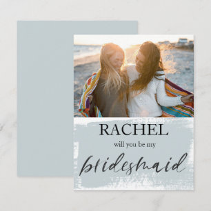 Will You Be My Bridesmaid Modern Photo Blue