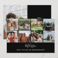 Will You Be My Bridesmaid Modern Photo Collage Inv