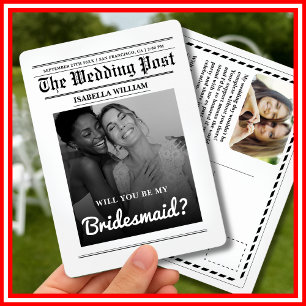 Will You Be My Bridesmaid Newspaper Proposal  Invitation