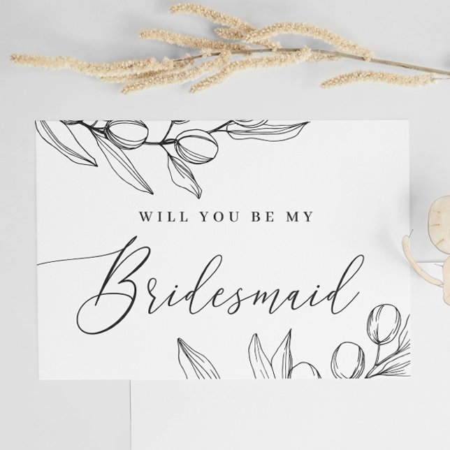 Will You Be My Bridesmaid | Olive Elegant Script Postcard (Creator Uploaded)