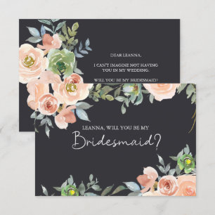 Will You Be My Bridesmaid Peach Green Navy Pastel