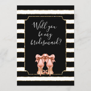 Will you be my Bridesmaid Peach High Heel Shoes Invitation