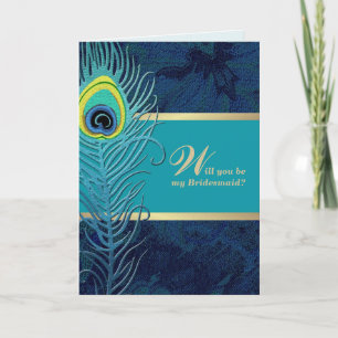 Will you be my Bridesmaid?  Peacock Feather Invitation