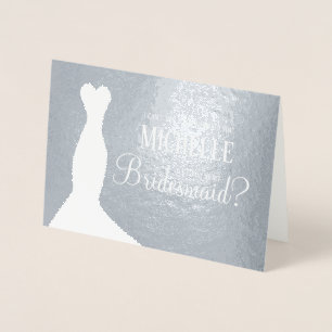 "Will you be my bridesmaid?" Personalised, Wedding Foil Card
