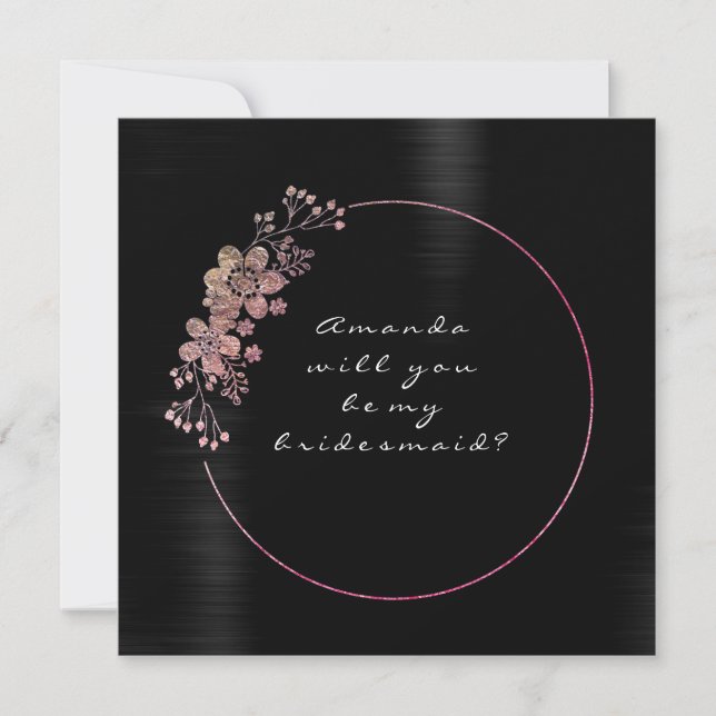 Will You Be My Bridesmaid Pink Black White VIP Invitation (Front)