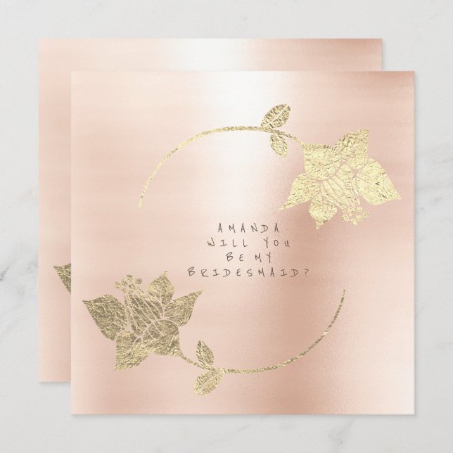 Will You Be My Bridesmaid Pink Blush Rose Gold Invitation (Front/Back)
