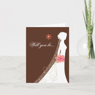 Will You Be My Bridesmaid? Pink Brown Invitation