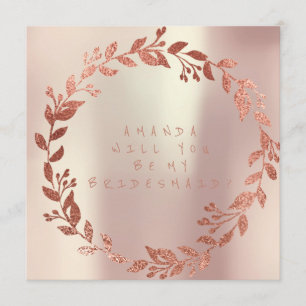 Will You Be My Bridesmaid Pink Gold Champaign Invitation