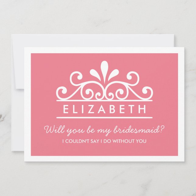 Will You Be My Bridesmaid? Pink Tiara Card (Front)
