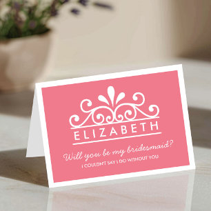 Will You Be My Bridesmaid? Pink Tiara Card