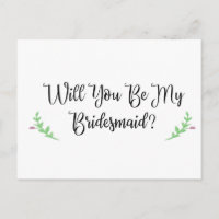 Will You be My Bridesmaid Plain Postcard