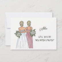 Will You Be My Bridesmaid Proposal Card Watercolor