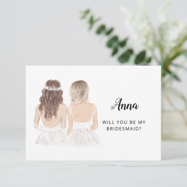 Will You Be My Bridesmaid Proposal Flat Card (Standing Front)