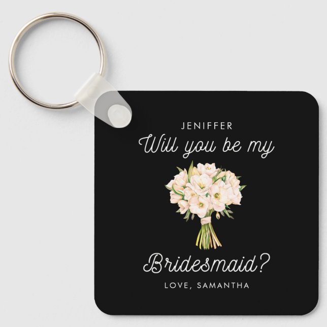 Will you be my Bridesmaid Proposal heartfelt Key Ring (Front)