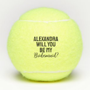 Will You Be My Bridesmaid Proposal Modern Unique Tennis Balls
