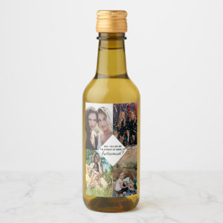 Will You Be My Bridesmaid Proposal Photo Collage Wine Label