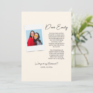 Will You Be My Bridesmaid Proposal Photo Minimal Invitation